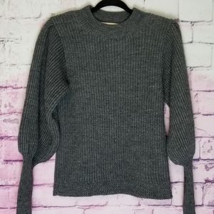LINEAMAGLIA CHARCOAL GRAY WOOL ALPACA BALLOON SLEEVE SWEATER M